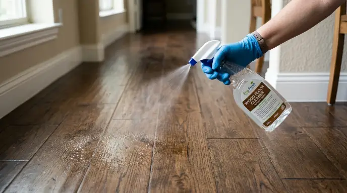 DIY anti-slip spray being applied to bathroom floor tile