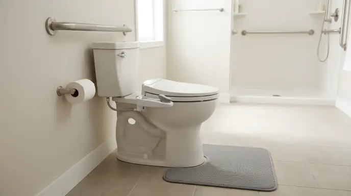 Best bidet attachments for seniors with arthritis featuring an easy push-lever control on a modern toilet